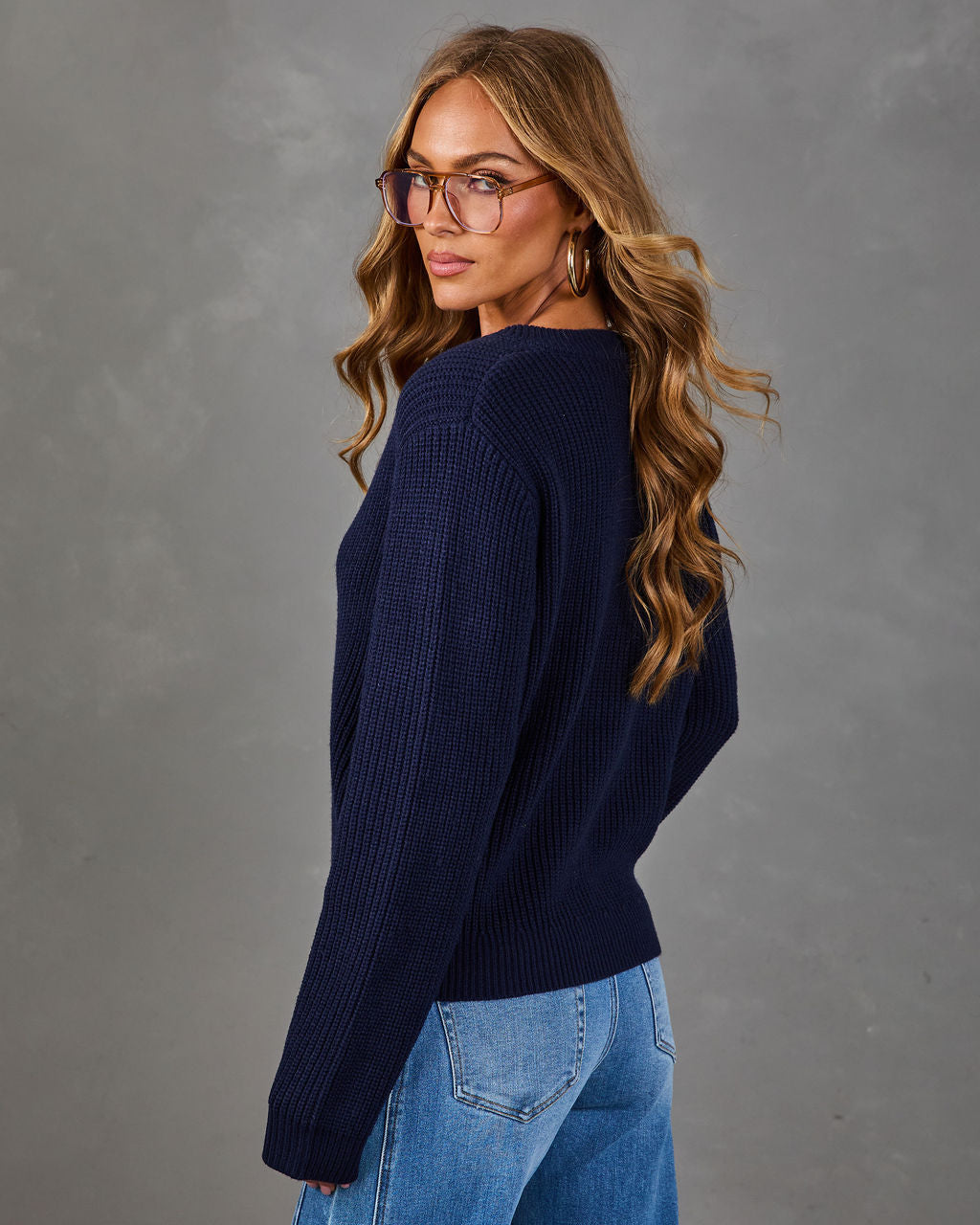 Gather Round Ribbed Knit Henley Sweater
