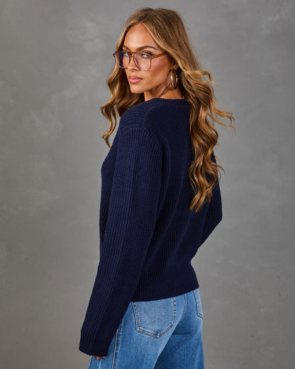 Gather Round Ribbed Knit Henley Sweater
