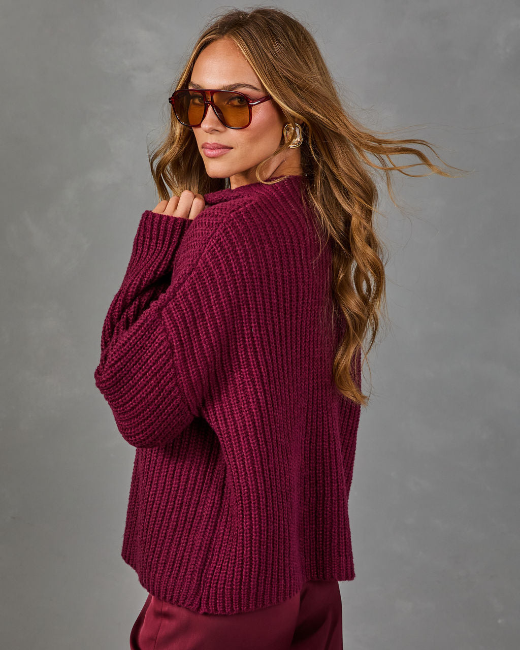 Wendy Ribbed Knit Mock Neck Sweater