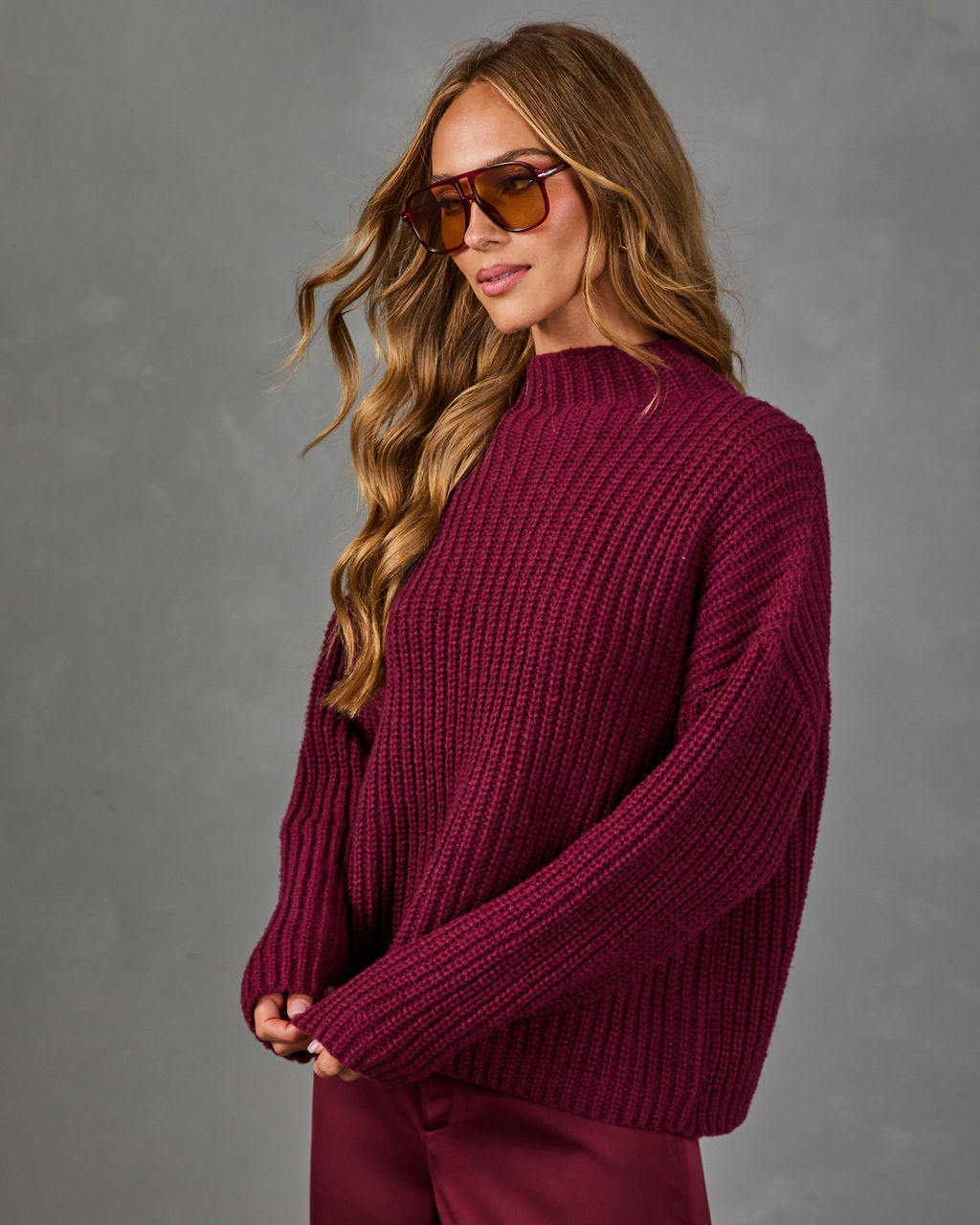 Wendy Ribbed Knit Mock Neck Sweater