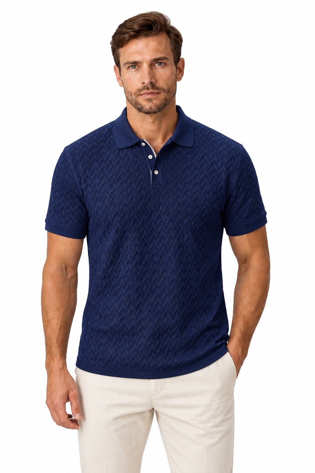 Men's Textured Classic Polo Shirt | Glitz & Fashion
