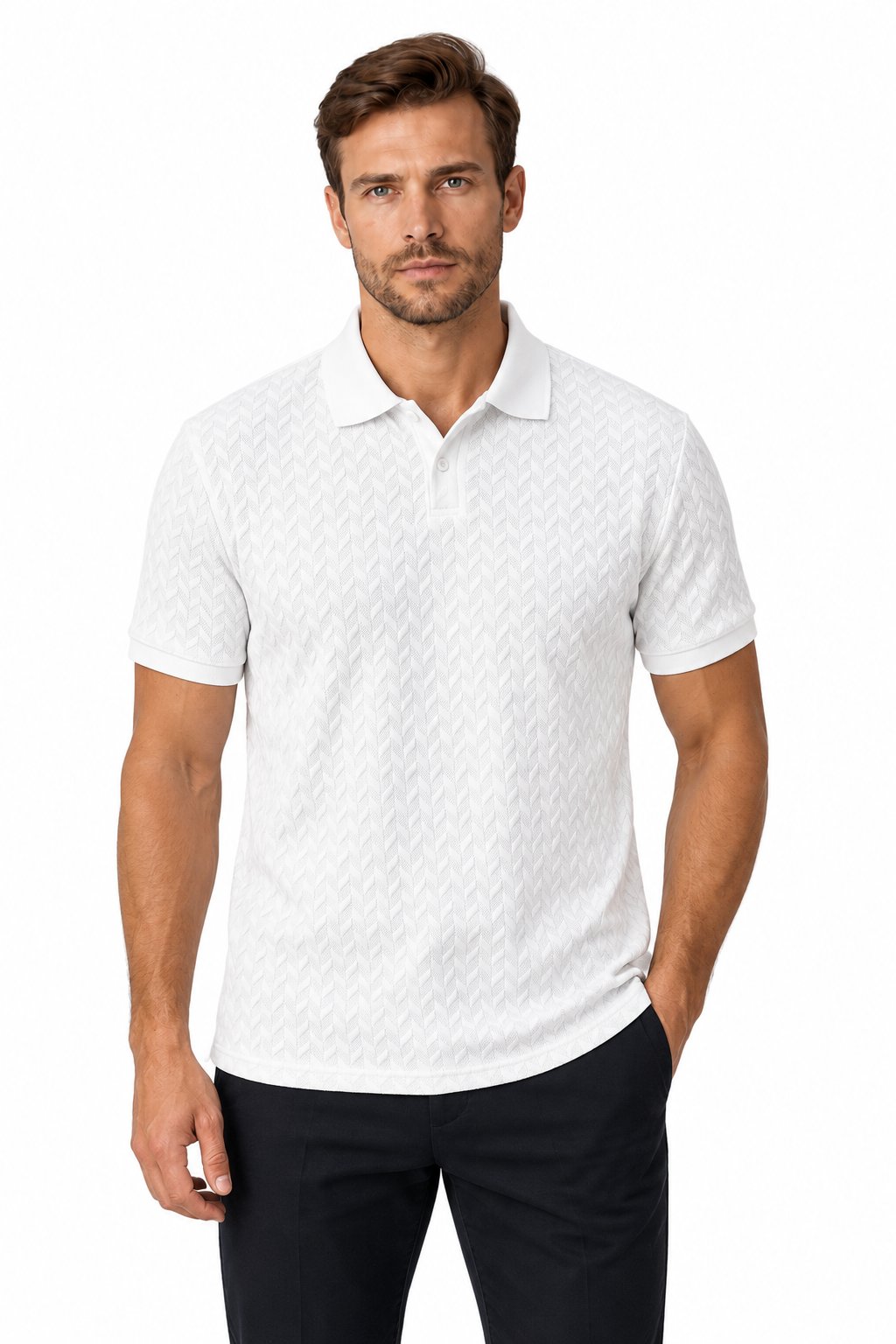 Men's Textured Classic Polo Shirt | Glitz & Fashion