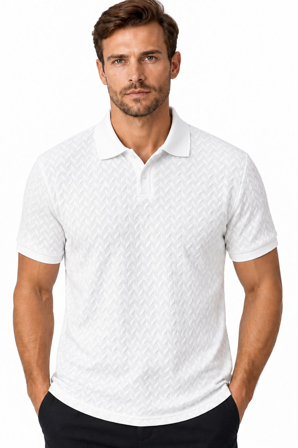 Men's Textured Classic Polo Shirt | Glitz & Fashion