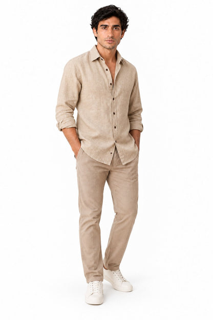 Men's Long Sleeve Linen Button-Up Shirt | Glitz & Fashion
