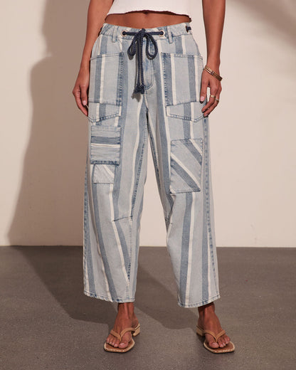 Grayson Color Block Mid Rise Straight Leg Jeans