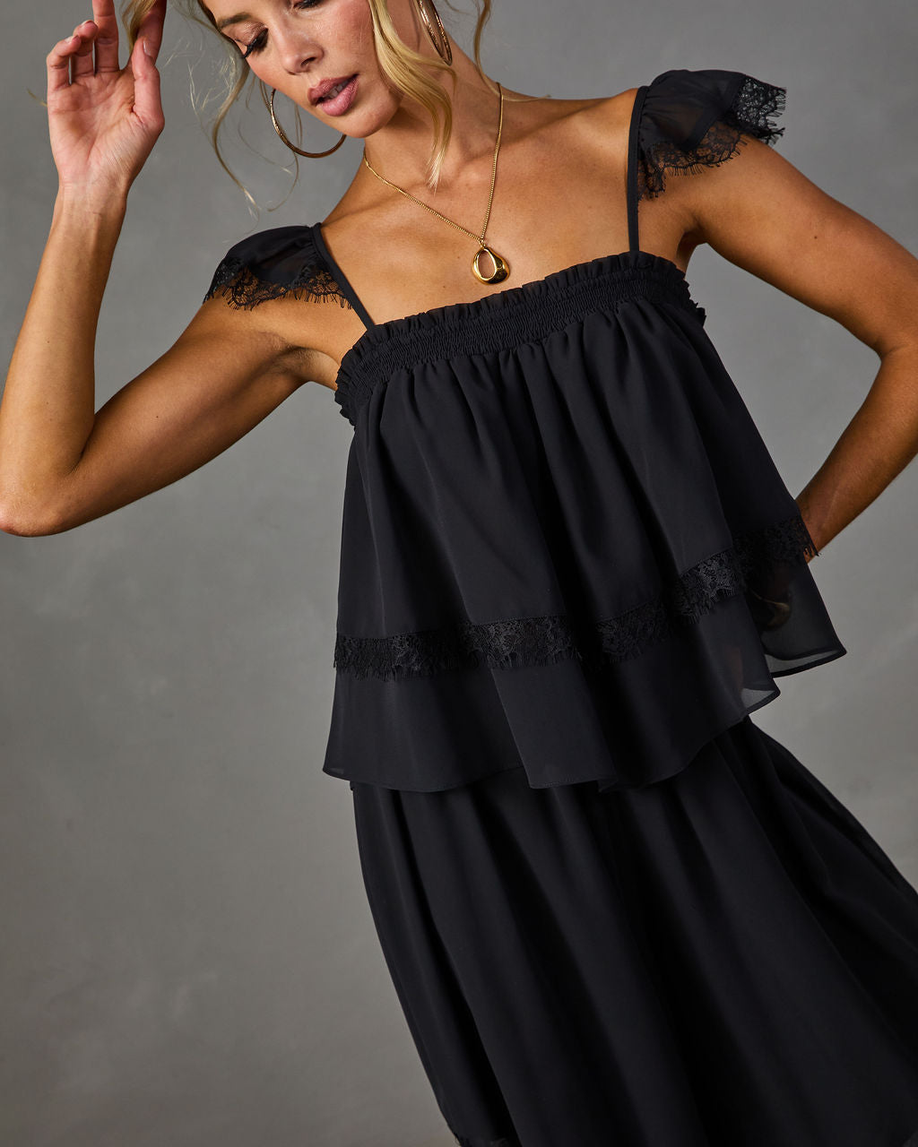 Izzy Lace Trim Tank Sleeveless Top