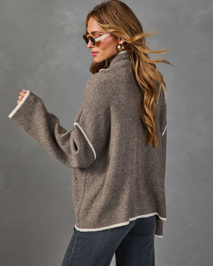 Cozy Whim Knit Contrast Trim Turtleneck Sweater
