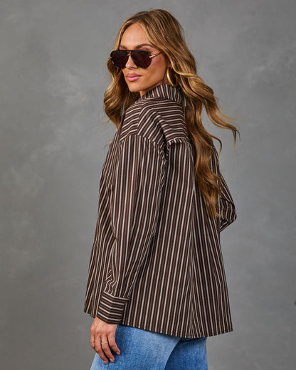 Weekend Morning Striped Button Down Top