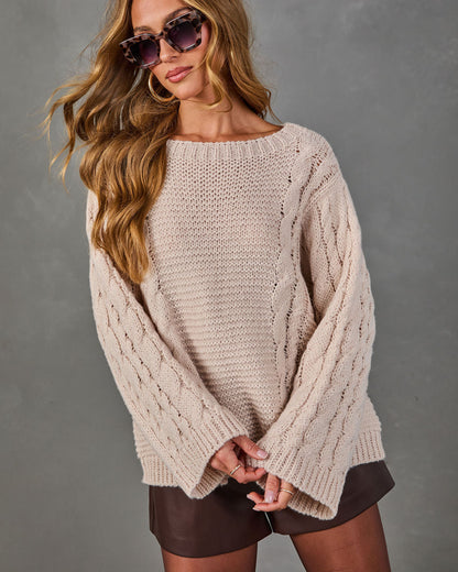 Toasted Whisper Cable Knit Sweater