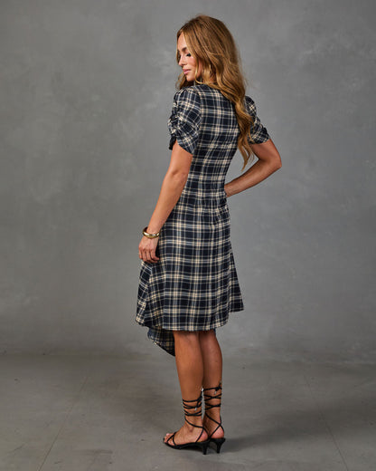 Market Muse Plaid High Low Midi Dress