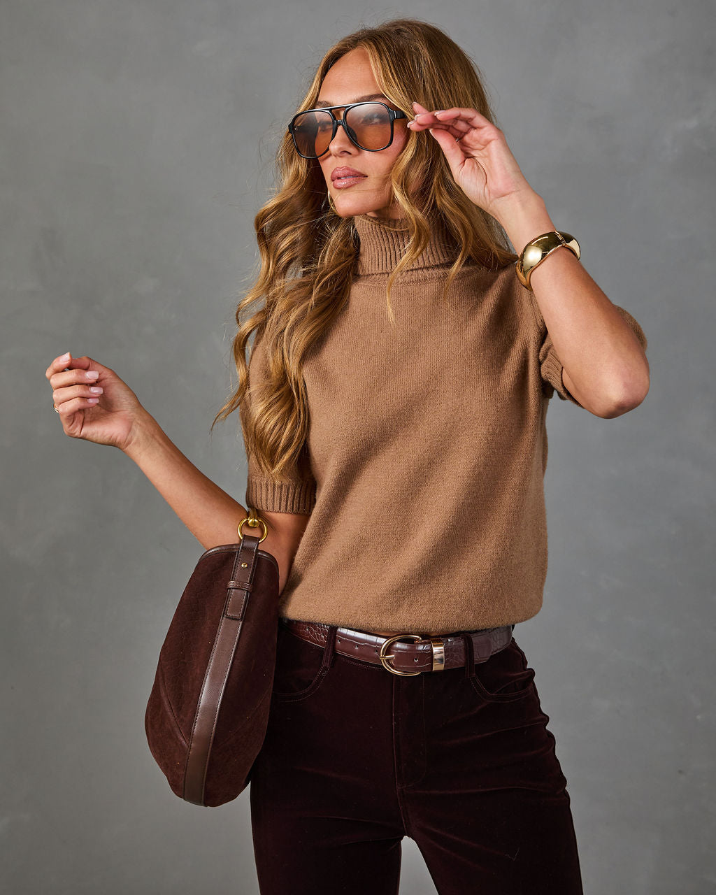 Honeyed Warmth Knit Turtleneck Sweater
