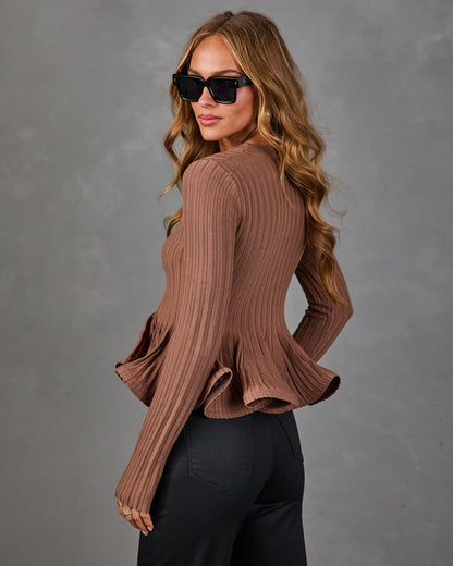Quiet Chic Ribbed Knit Peplum Sweater