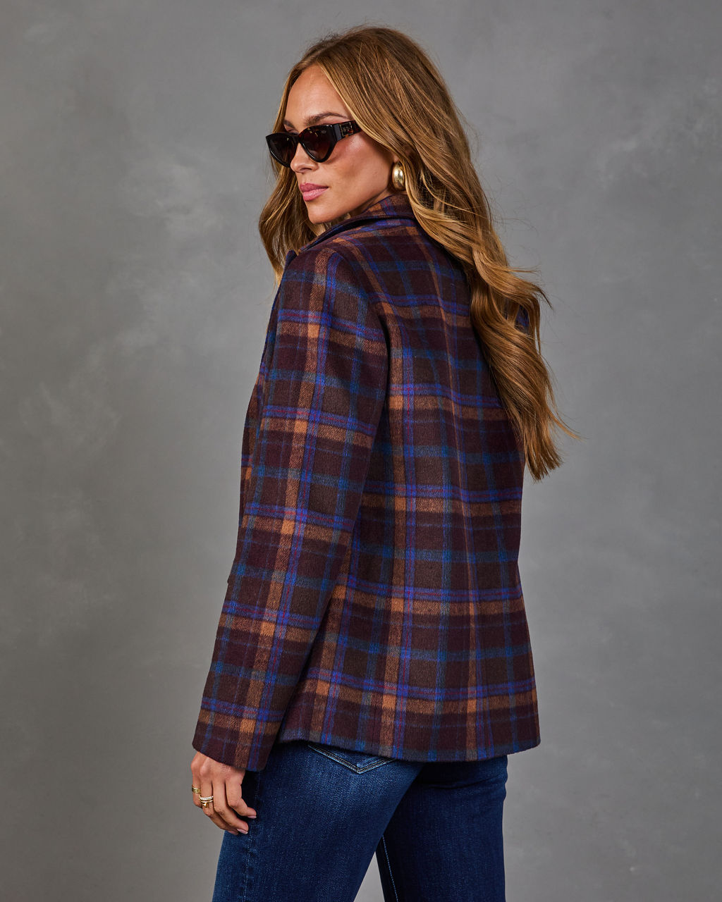 Honeyed Willow Plaid Blazer