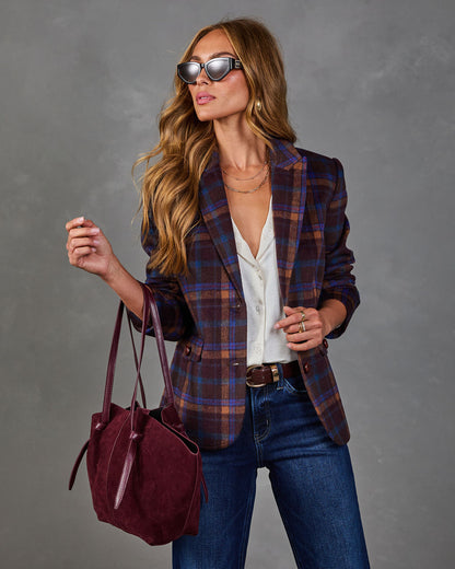 Honeyed Willow Plaid Blazer