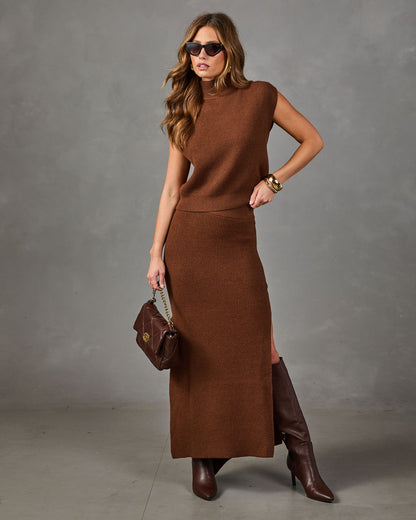 Easy Romance Knit Mock Neck Sleeveless Sweater