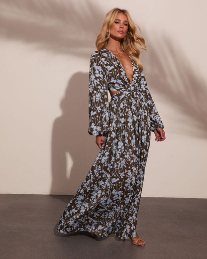 Sunlit Stories Floral Cut Out Maxi Dress