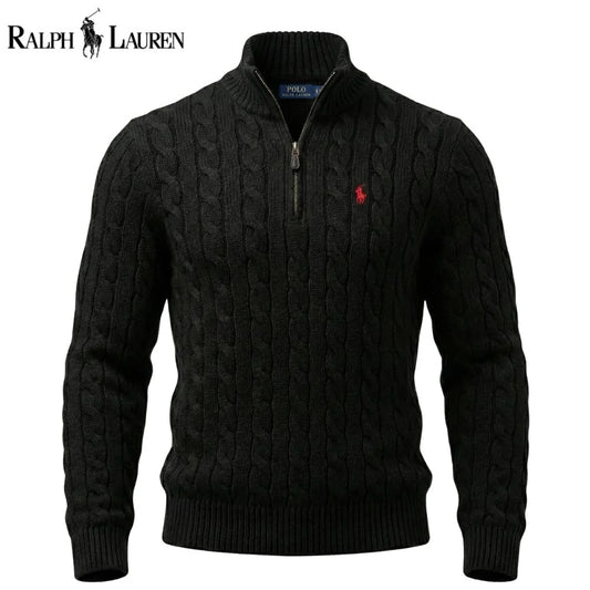 RL Chunky Cable-Knit Cotton Quarter-Zip Sweater
