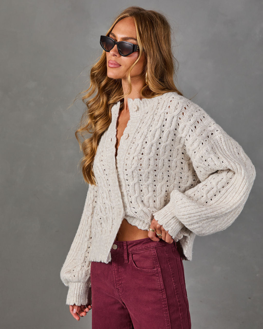 Feels Close Cable Knit Cardigan