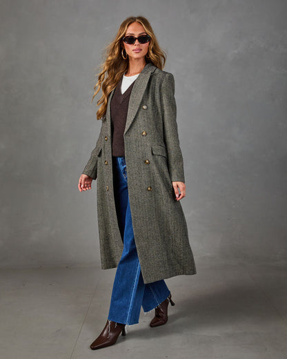 Vintage Glow Wool Herringbone Coat