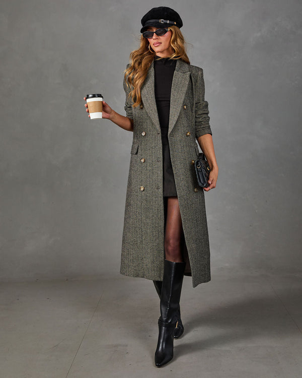 Vintage Glow Wool Herringbone Coat