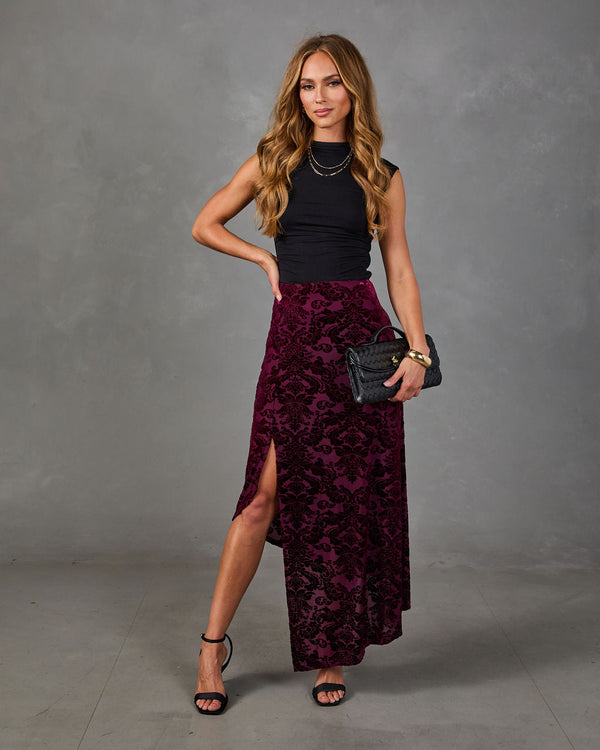 Aurora Paisley Velvet Mesh Maxi Skirt