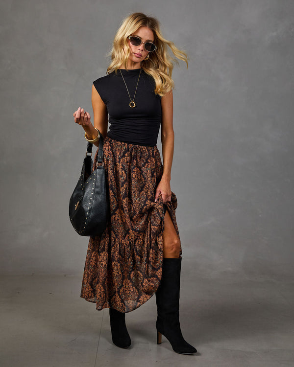 Aiko Paisley Print Maxi Skirt