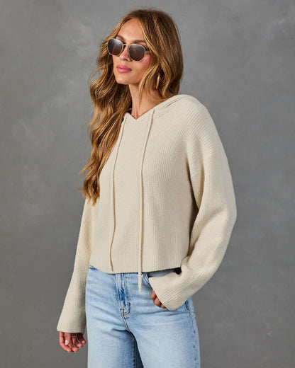 Snug Bliss Knit Drawstring Hood Sweater