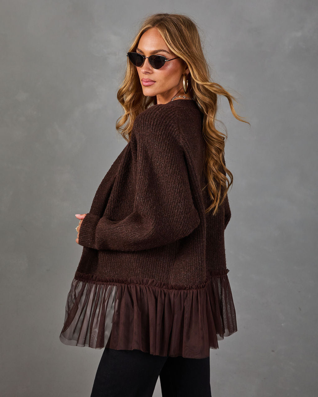 Marlee Knit Tulle Hem Cardigan