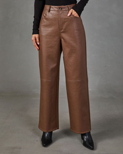 Wilder Vegan Leather Straight Leg Pants