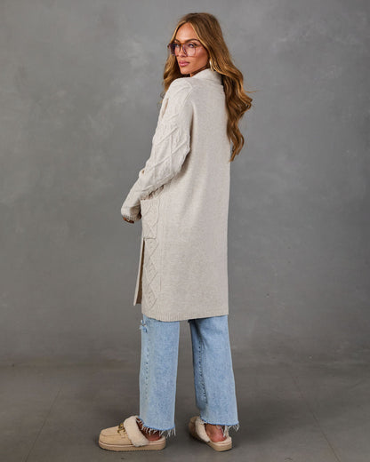 Modern Charm Knit Diamond Stitch Duster Cardigan