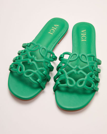 Sandy Toes Vegan Leather Petal Anagram Sandals