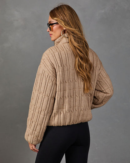 Luxe Embrace Cable Knit Funnel Neck Jacket