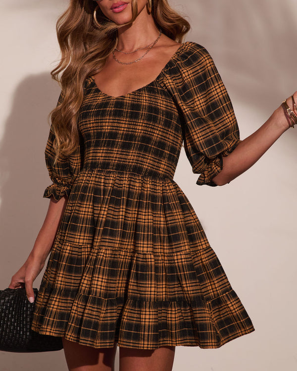 Chic Obsession Cotton Plaid Mini Dress