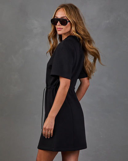 Layover Lounge Drawstring Waist Soft Form Mini Dress