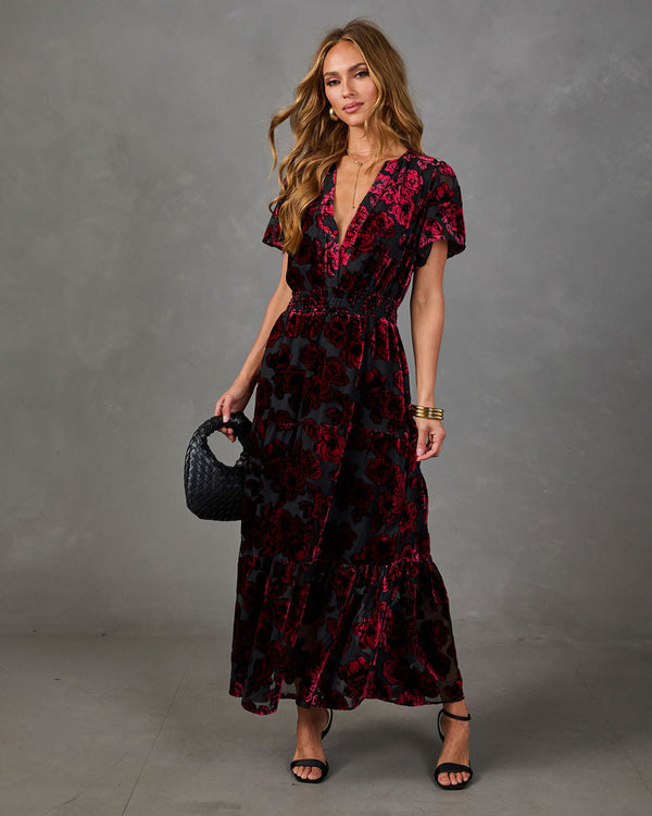 Kiana Floral Velvet Maxi Dress