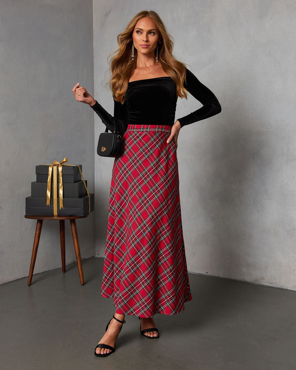 Tarenne Plaid Maxi Skirt