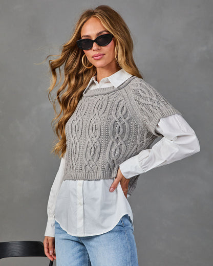 Michelle Cable Knit Twofer Top