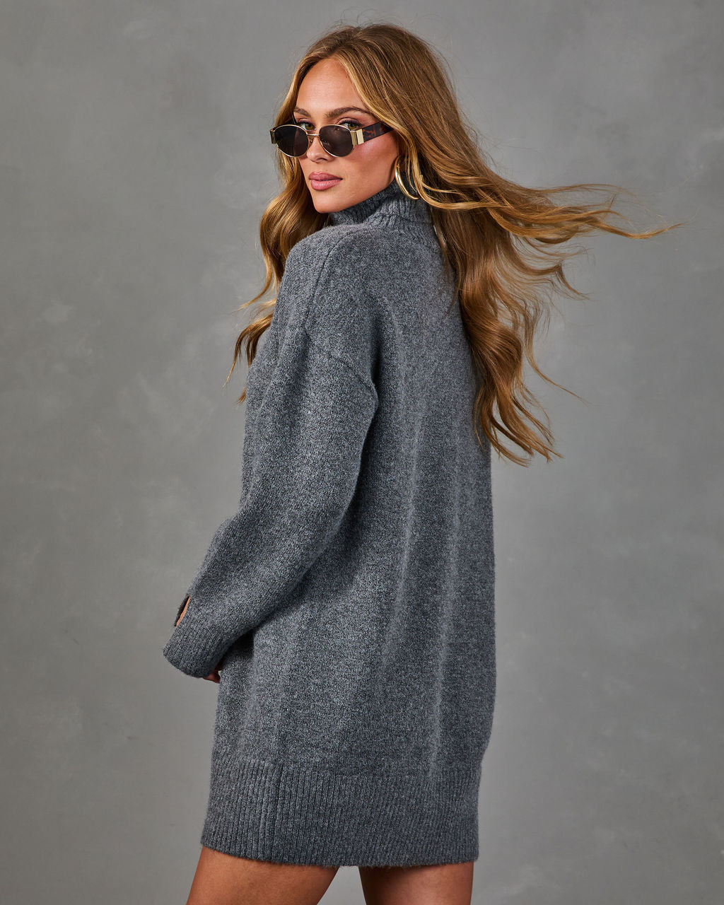 Dinner Ready Knit Turtleneck Mini Dress