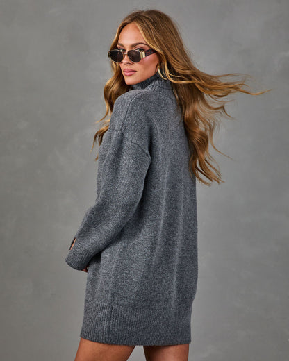 Dinner Ready Knit Turtleneck Mini Dress