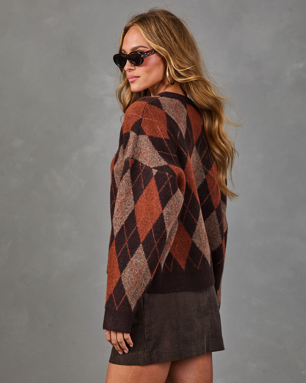 Sunday Classic Knit Argyle Sweater