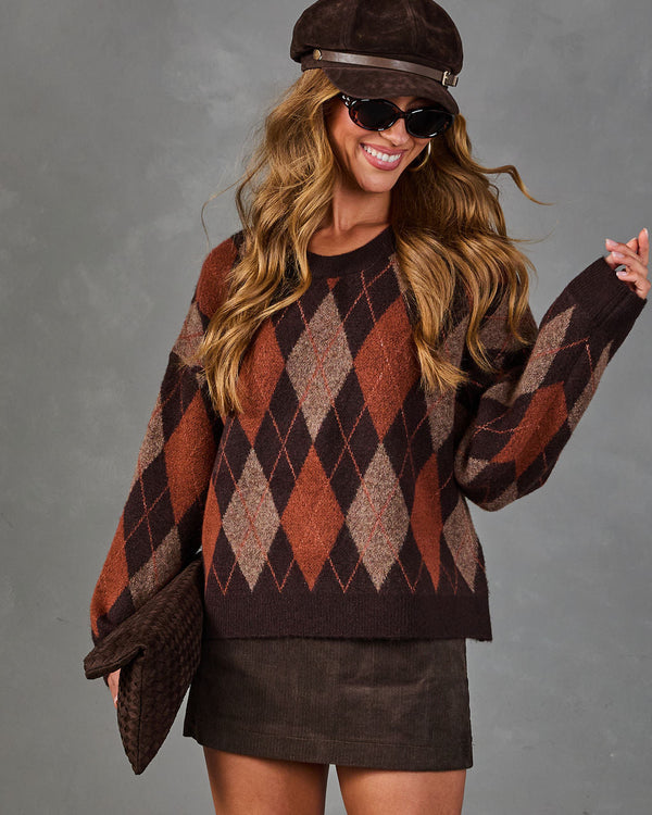 Sunday Classic Knit Argyle Sweater