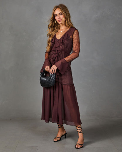 Worth The Wait Ruffle Lace Maxi Dress