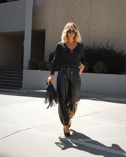 Dark Muse Drawstring Vegan Leather Jogger Pants