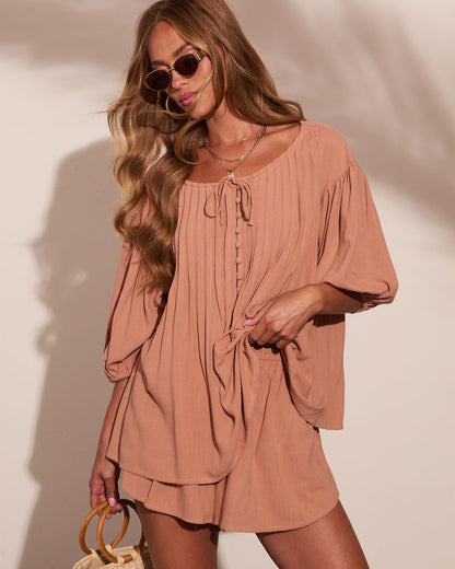 Market Sunrise Linen Blend Drawstring Shorts