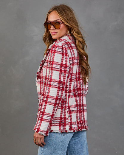 Autumnal Glow Knit Plaid Blazer