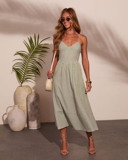 Sea Whisper Striped Midi Dress