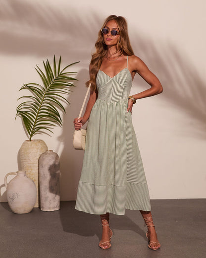 Sea Whisper Striped Midi Dress