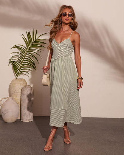 Sea Whisper Striped Midi Dress