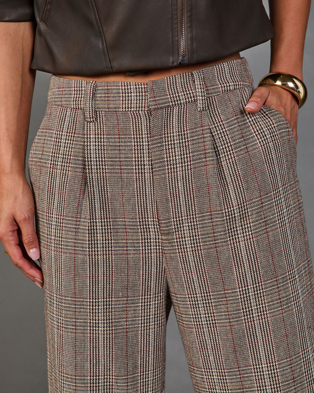 Aster Darling Plaid Wide Leg Pants