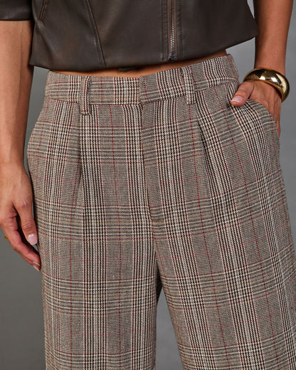Aster Darling Plaid Wide Leg Pants